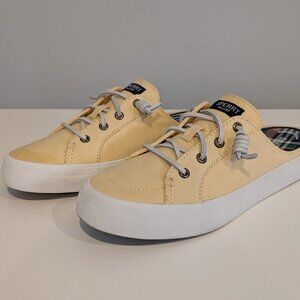 Sperry Crest Vibe Yellow Chambray Mule Sneakers Women Size 8
